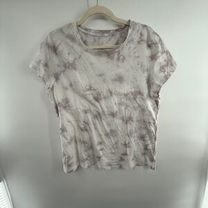Athleta Women's‎ XL Crystal Dye Tee 100% Cotton Veil Grey Tie Dye Soft Casual